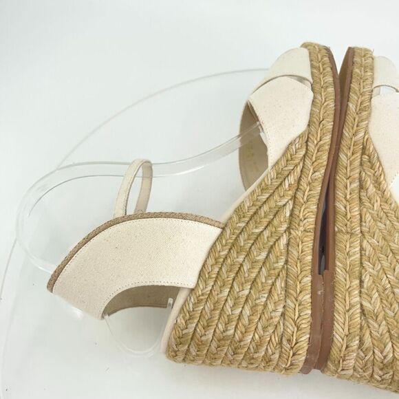 Stuart Weitzman Mirela II Women's Size 9 B Canvas Espadrille Wedge Sandals Ivory - Picture 9 of 15